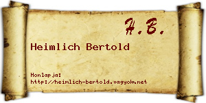 Heimlich Bertold névjegykártya